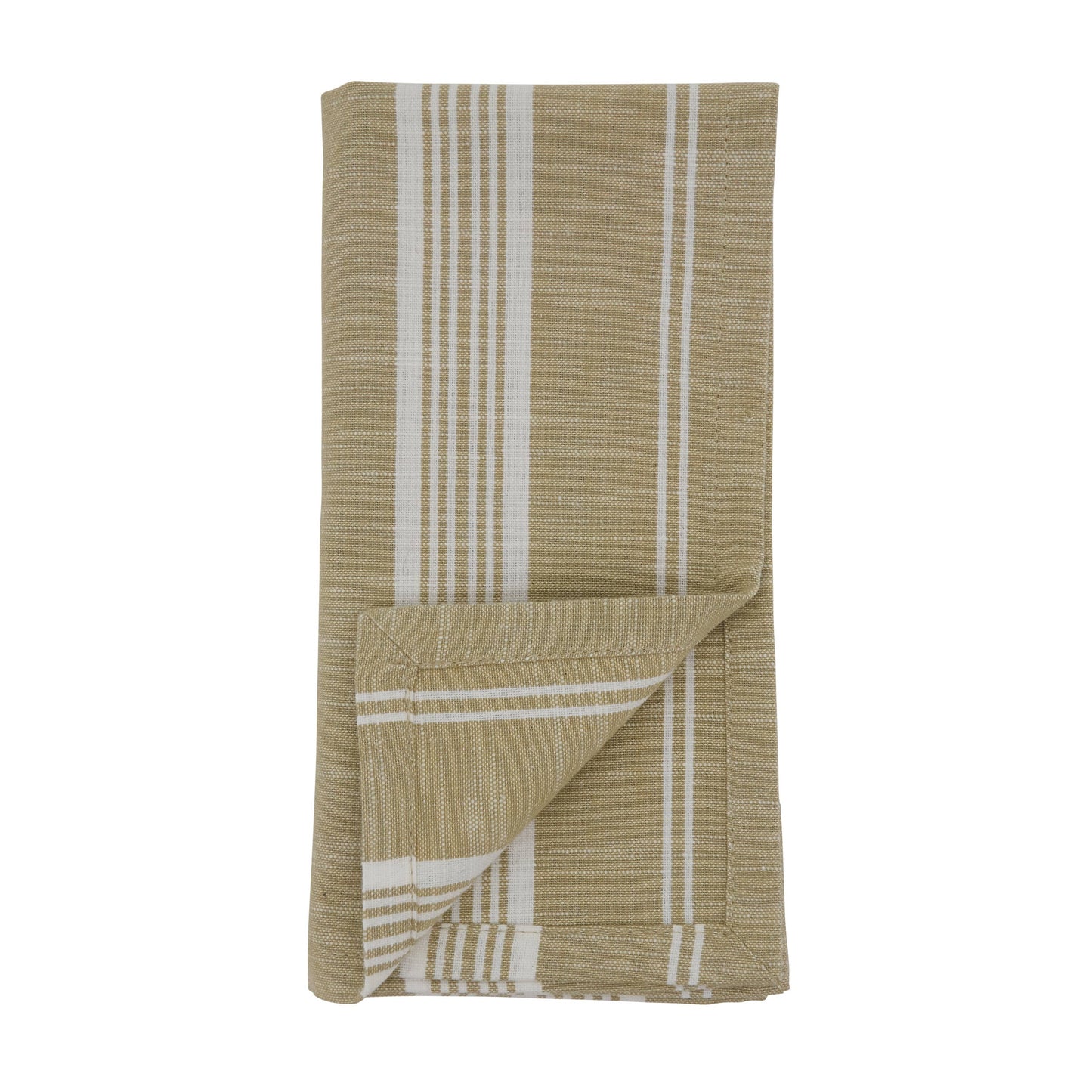 Khaki Striped Linen Napkin - Set of 4