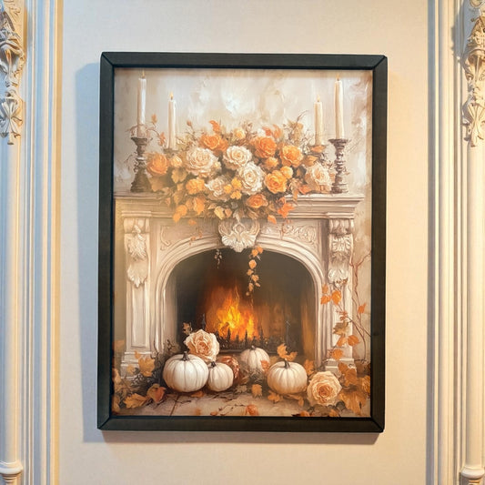 Fall Fireplace Box Frame Art - 18"x24"