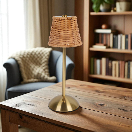 Rechargeable Rattan LED Lamp - 12"