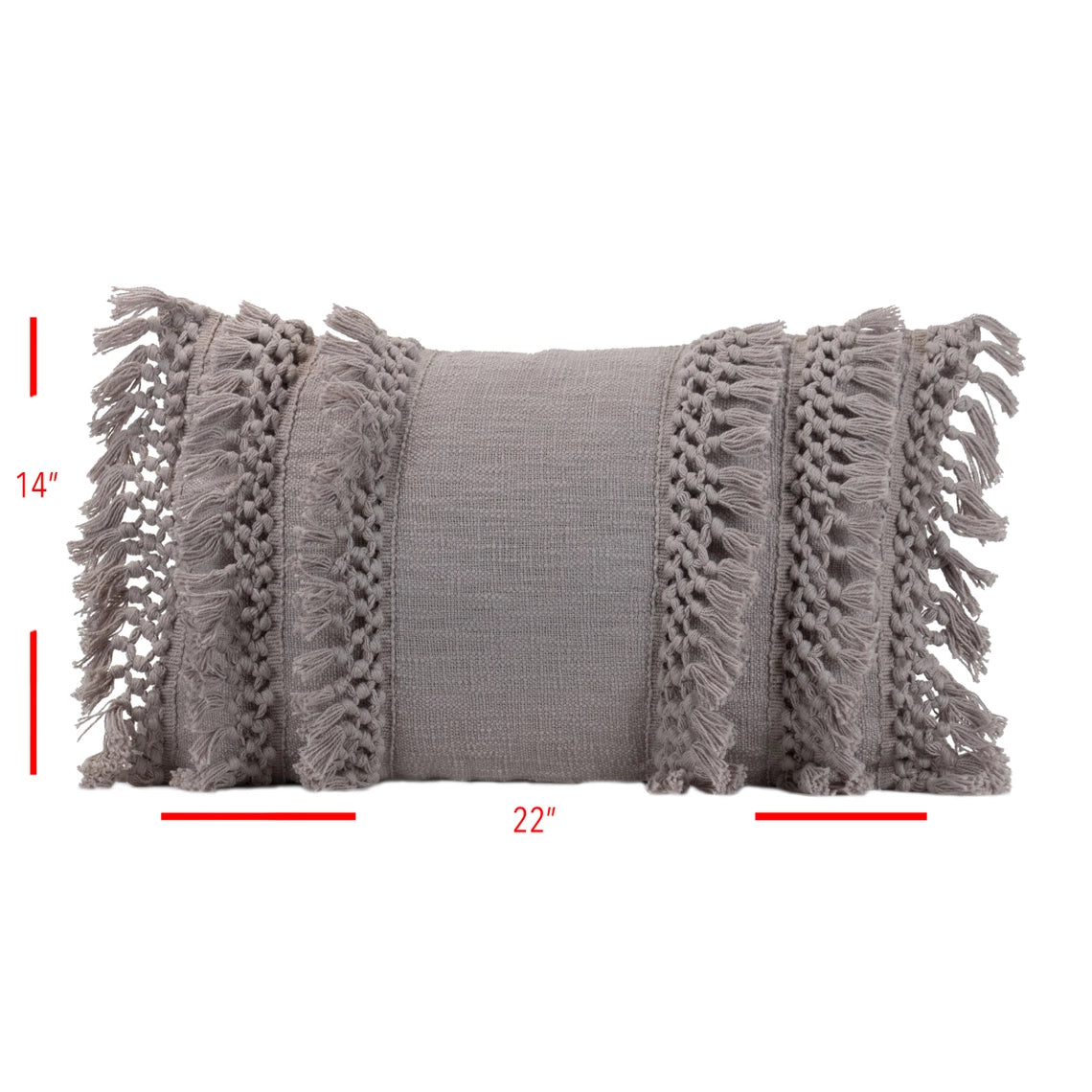 Hand Woven Grace Pillow Gray - 14x22