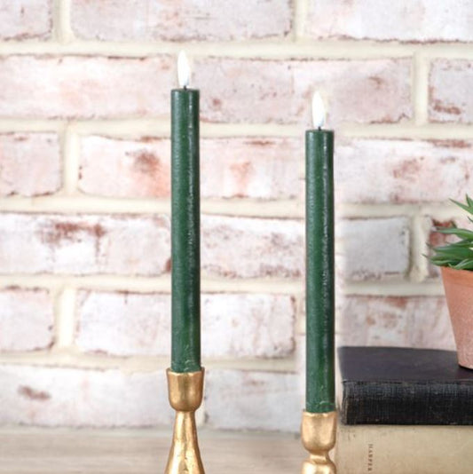 Green LED Taper Candle Set w/ Timer