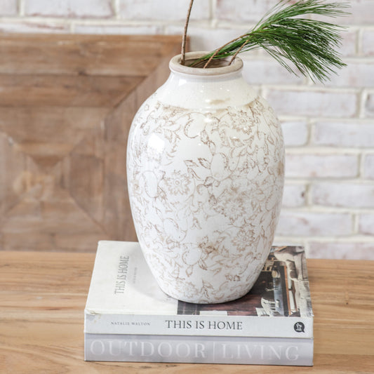 Beige Heirloom Vase - 12.2"