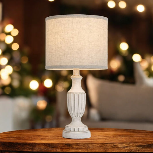 Rustic White Table Lamp - 22"
