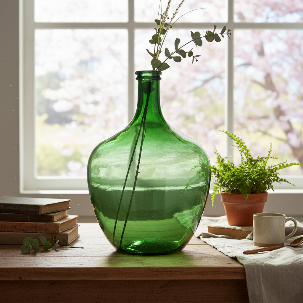 Large Green Glass Bottle - 17"