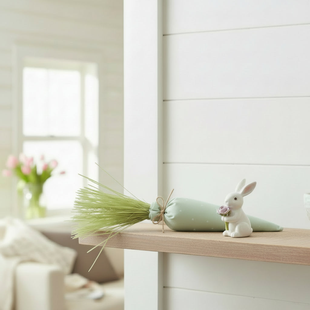 Pastel Green Polka Dot Fabric Carrot - 7"