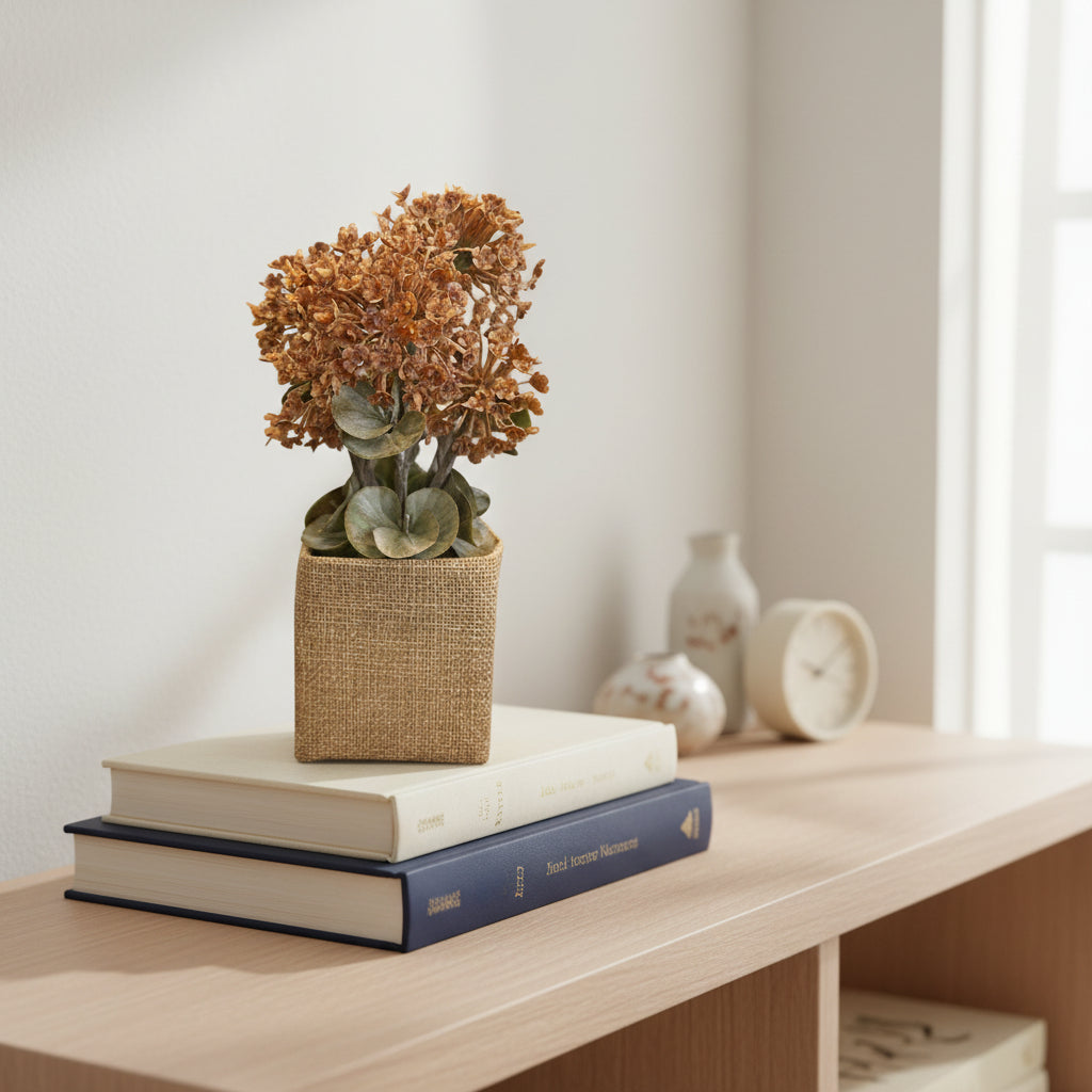 Vintage Hydrangeas in Burlap Box - 8"