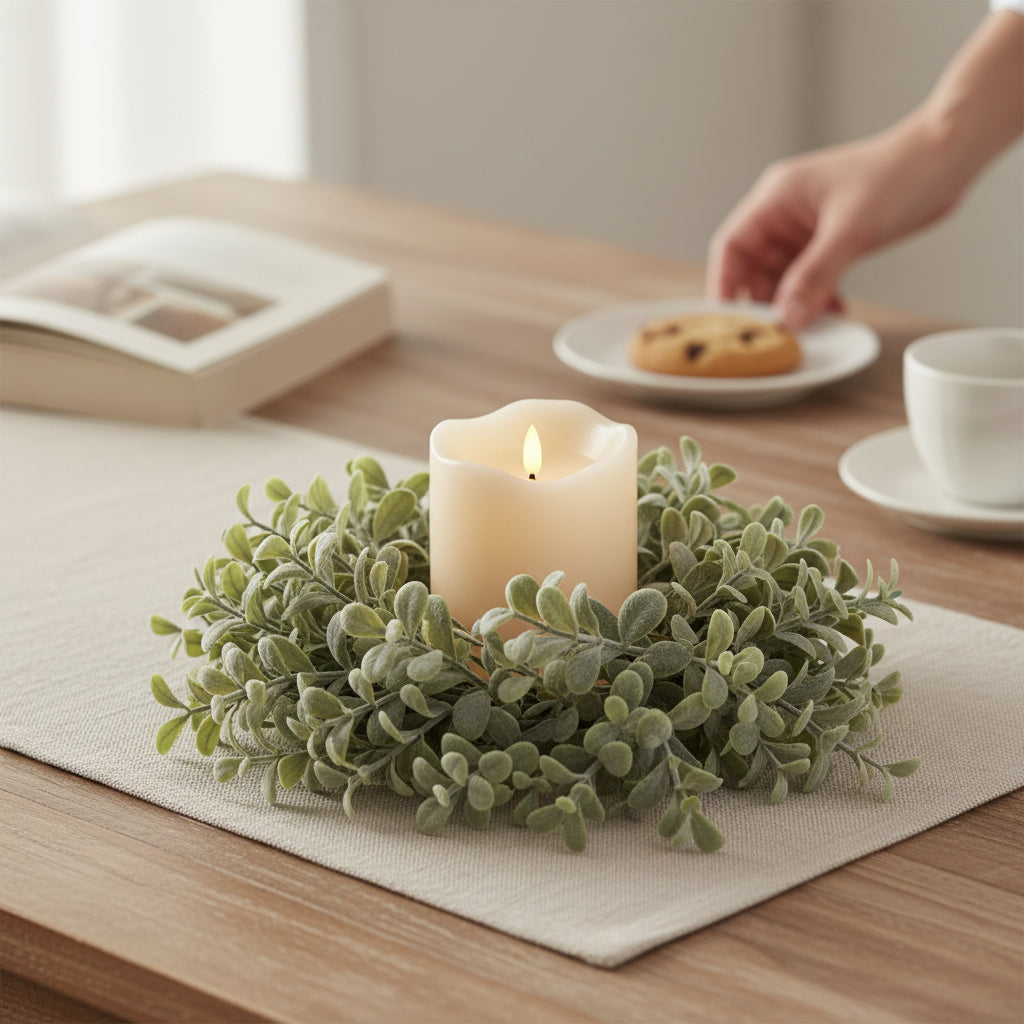 Boxwood Candle Ring - 3"