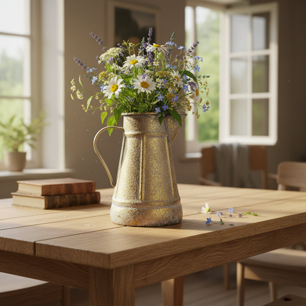 Gold and Grey Pyrite Pitcher - 10"