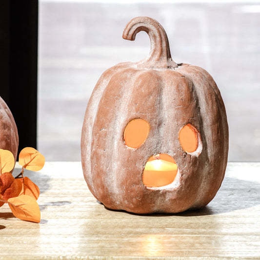 Terracotta Ghost Face Pumpkin - 12"