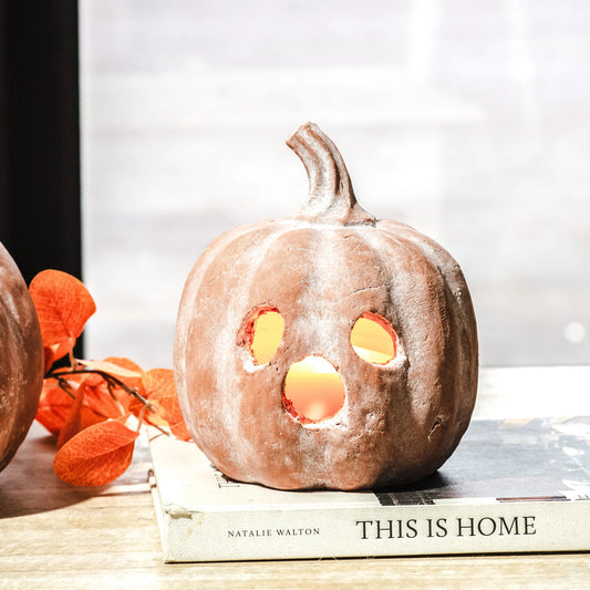 Terracotta Ghost Face Pumpkin - 8"