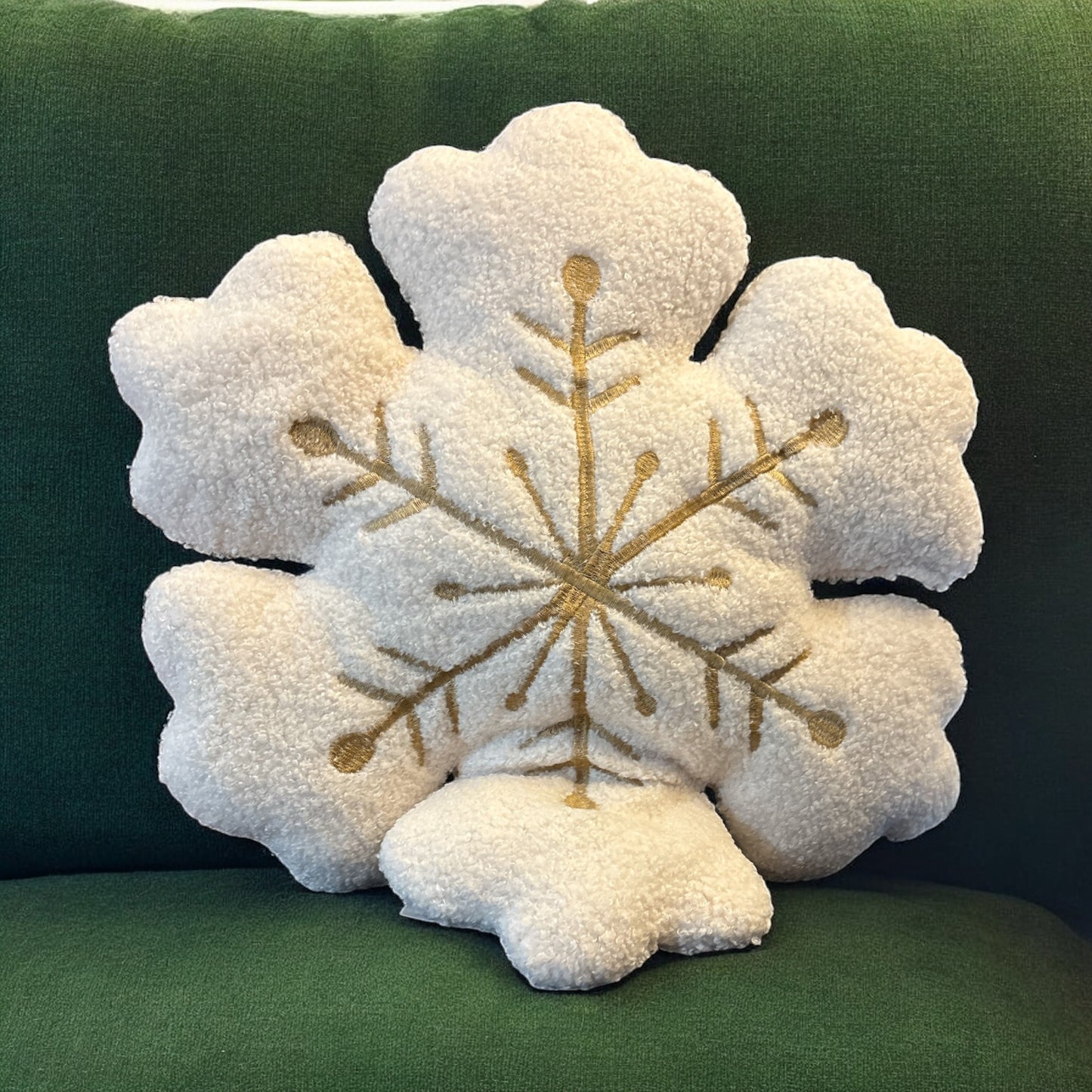 Ivory Teddy Cloth Snowflake Pillow - 16"