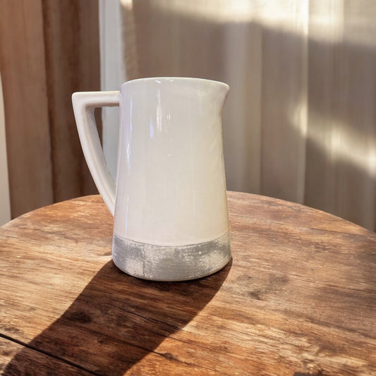 Concrete Bottom White Pitcher - 7"