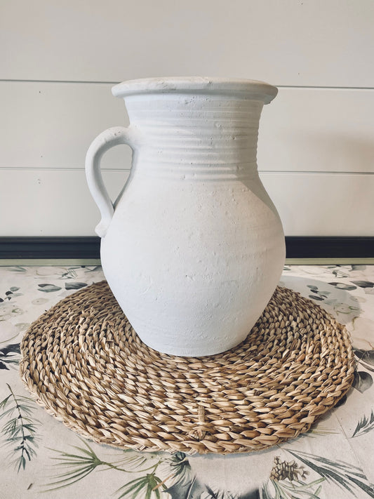 White Pitcher Vase - 8"