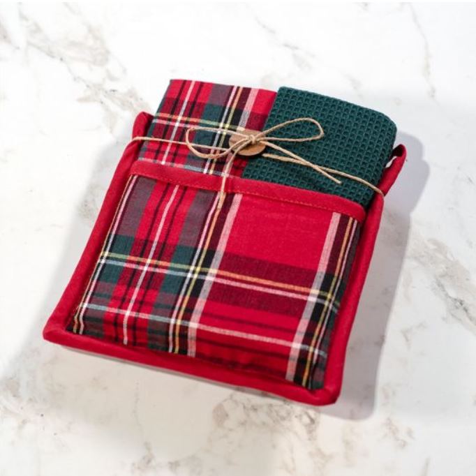 Tartan Plaid Potholder Towel Set