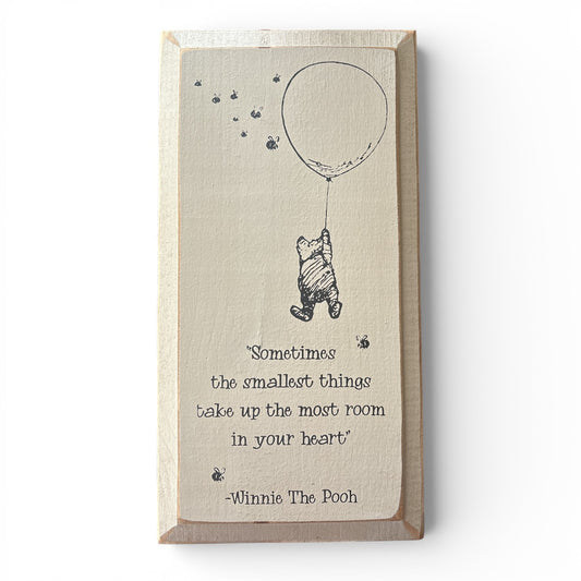 Pooh with Balloon Rustic Sign - 18"x9.25"