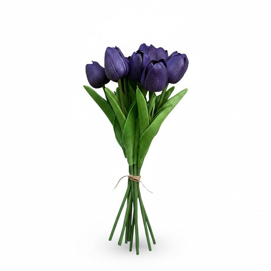 Real Touch Purple Latex Tulips, Bunch of 10