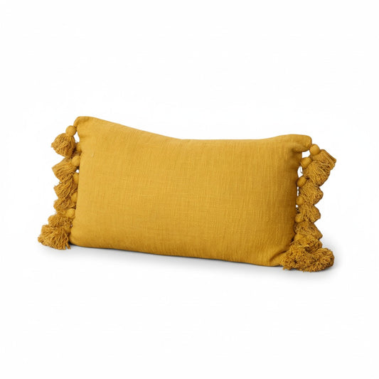 Mustard Lumbar Tassel Pillow - 16"x24"