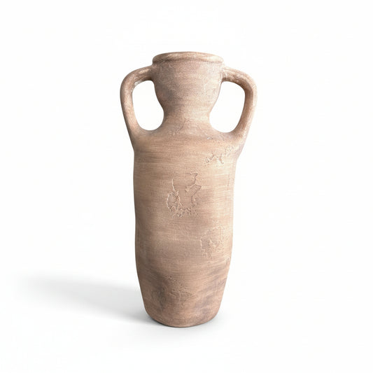 Unique Double Handle Clay Vase - 15.5"