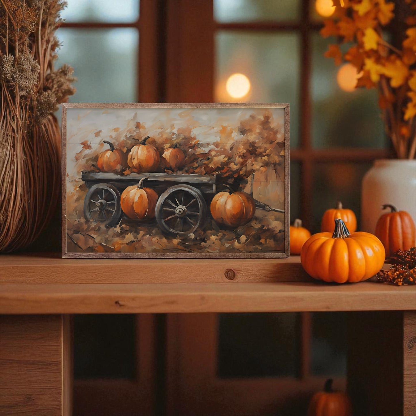Pumpkins On Wagon - 5"x8"