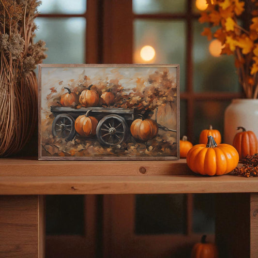 Pumpkins On Wagon - 5"x8"