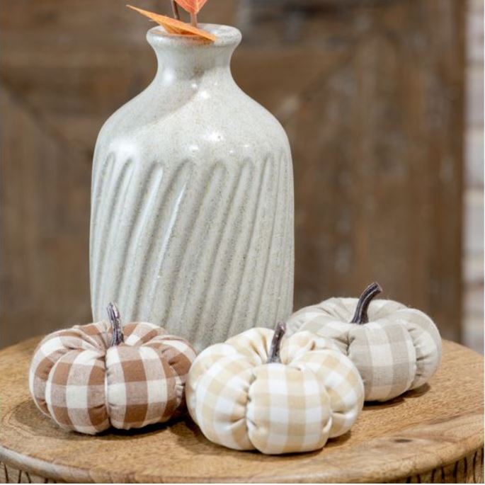 Plaid Mini Pumpkin Set of 3
