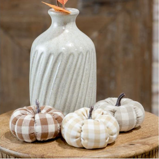 Plaid Mini Pumpkin Set of 3
