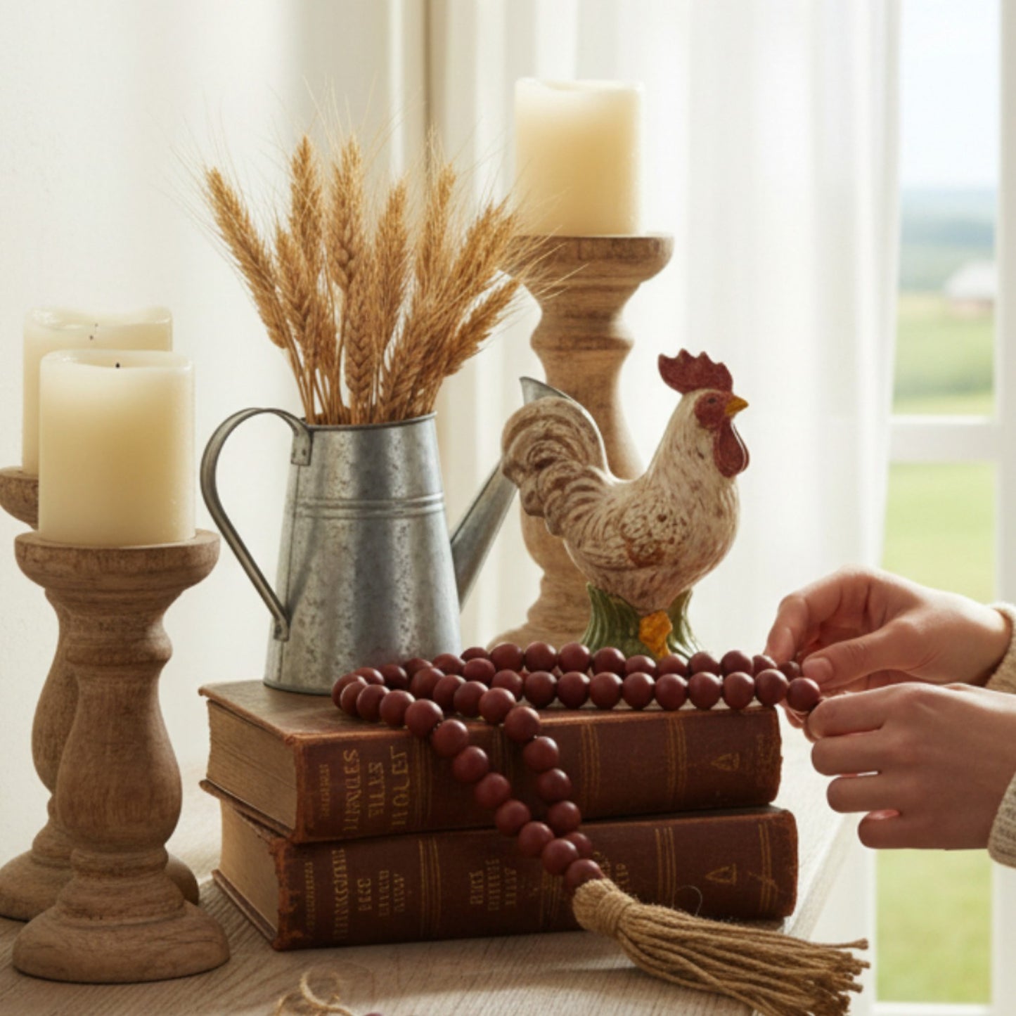 Cranberry Beaded Garland - 59"