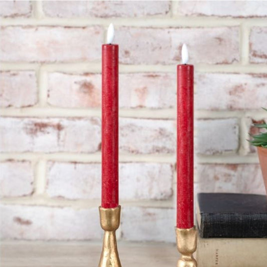 Red LED Taper Candle Set w/ Timer