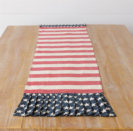 Stars And Stripes With Ruffle Table Runner - 65"