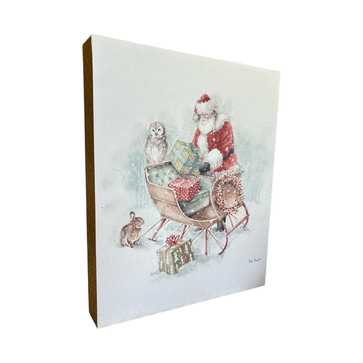 Santa and Sleigh Canvas Boxed Artwork - 9"x11"