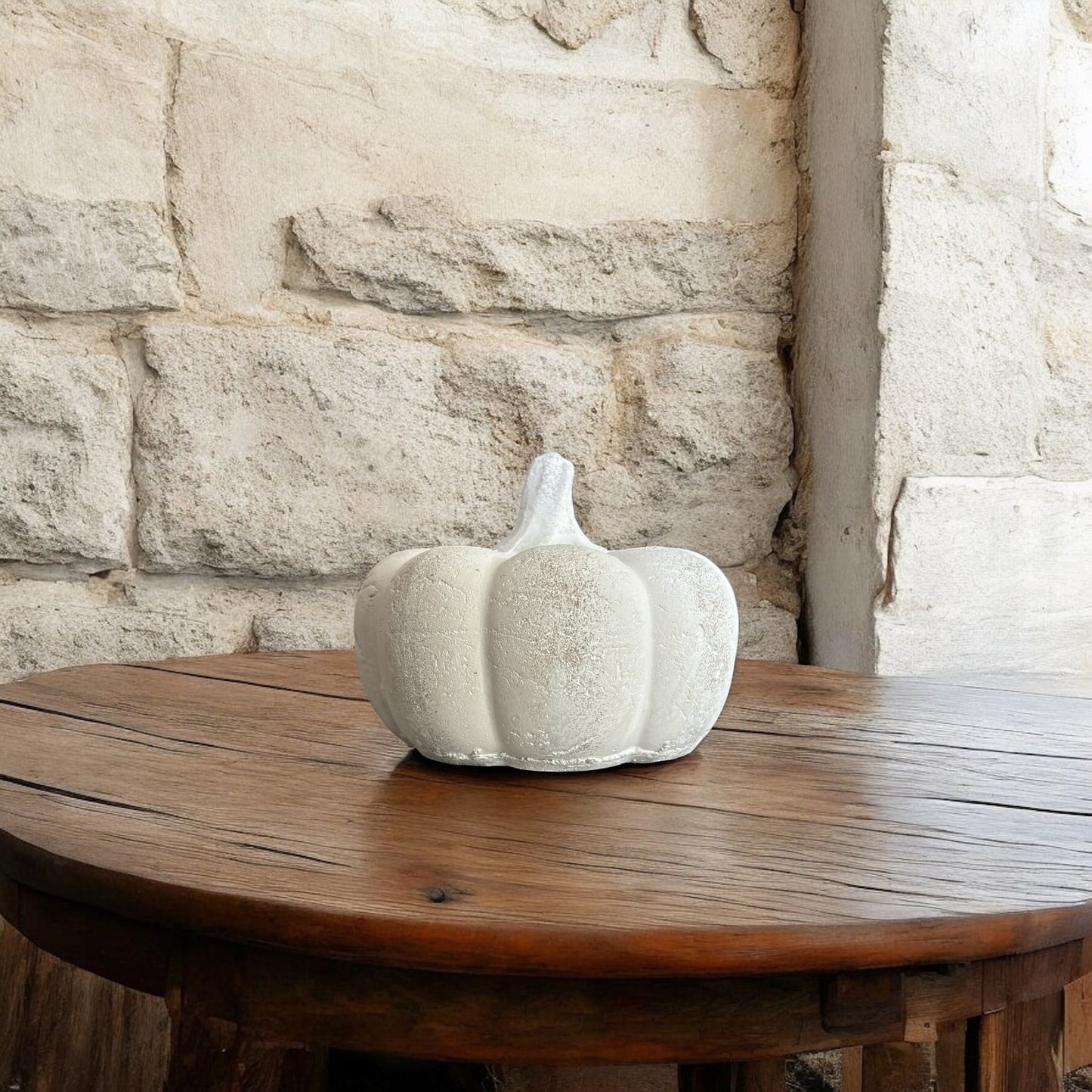 Small White Terracotta Pumpkin - 4.75"