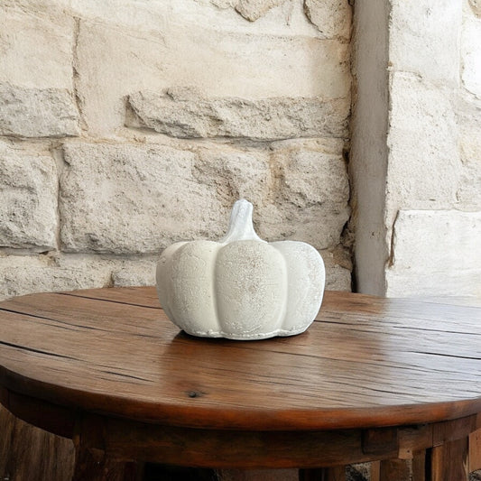 Small White Terracotta Pumpkin - 4.75"
