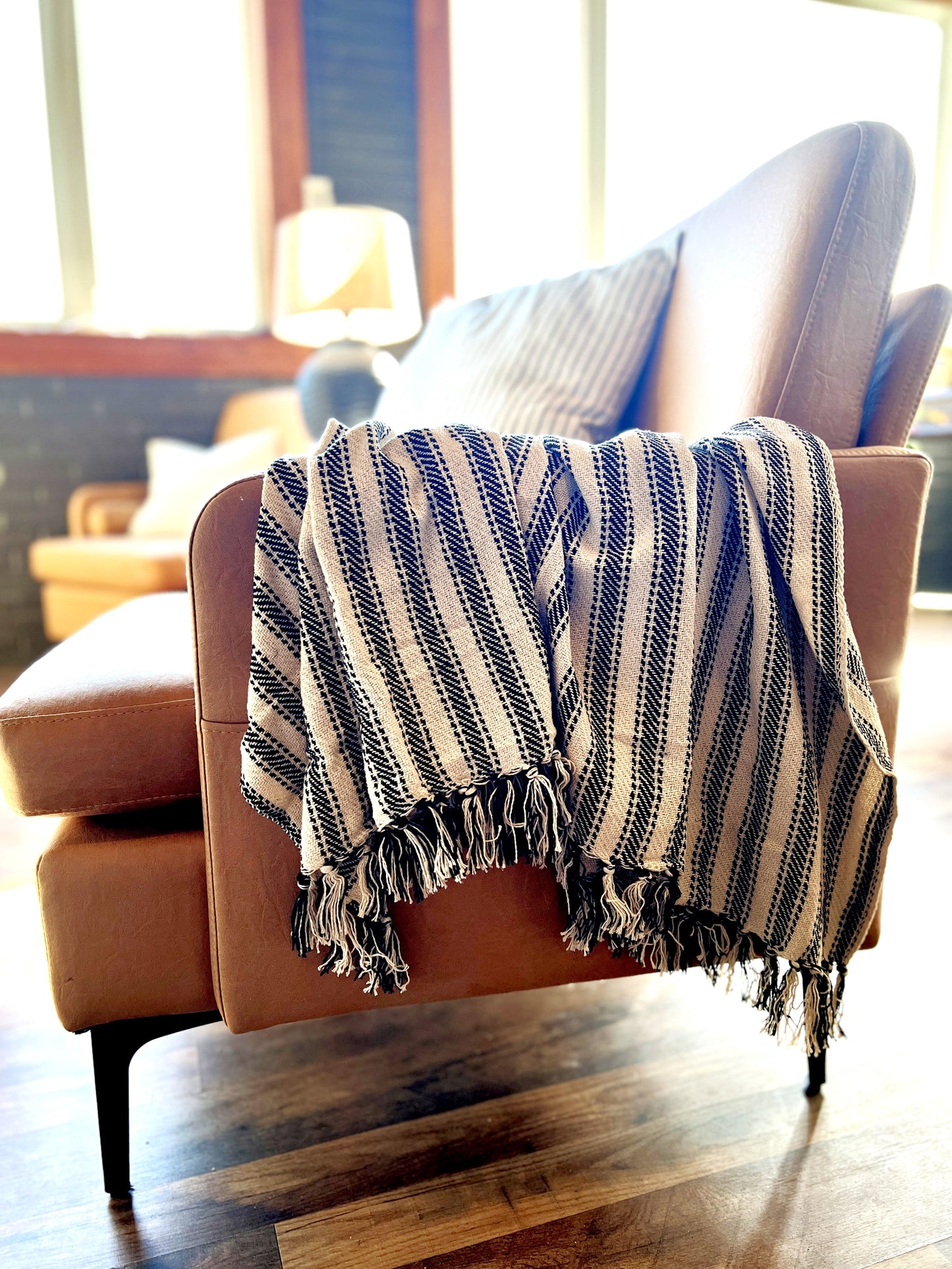 Black and Off-White Stripe Throw Blanket