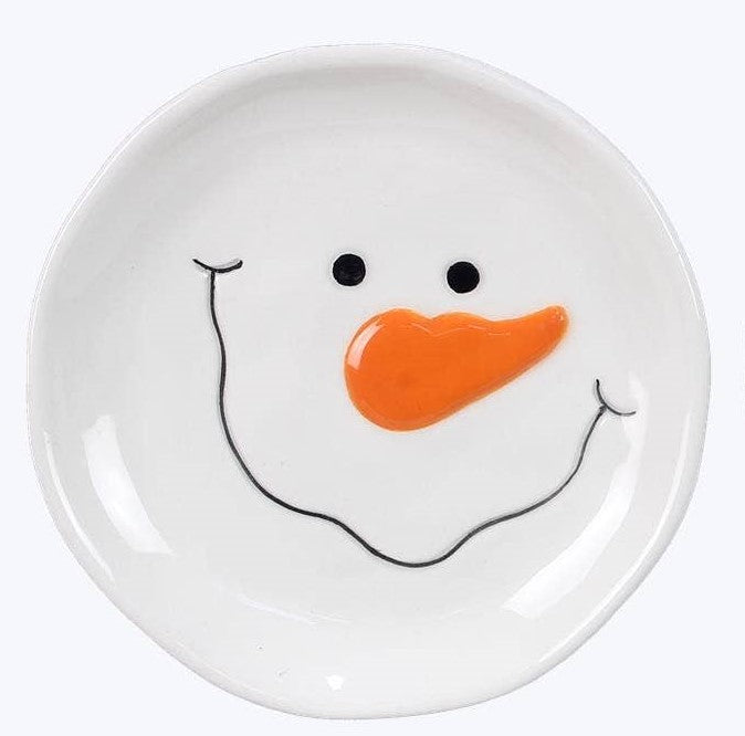 Ceramic Snowman Face Trinket Dish - 4"