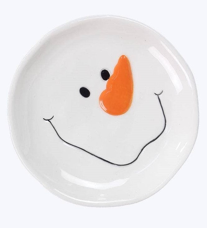 Ceramic Snowman Face Trinket Dish - 4"