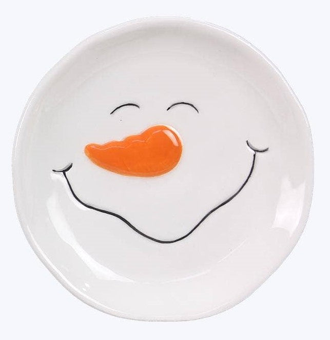 Ceramic Snowman Face Trinket Dish - 4"