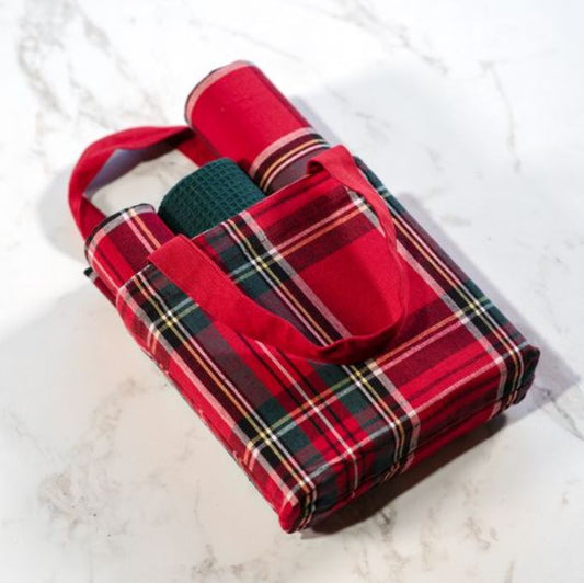 Tartan Plaid Towel and Bag Set