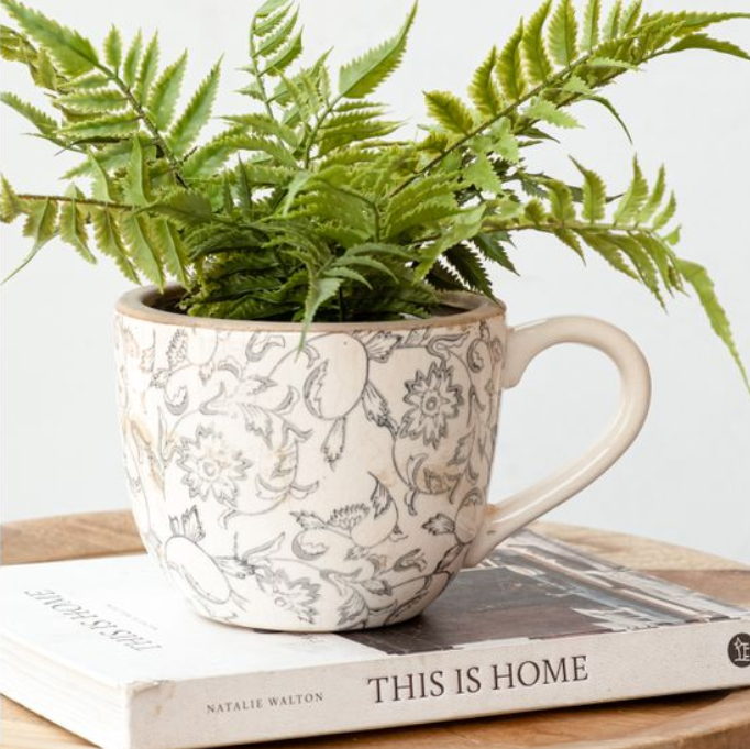 Gray Heirloom Teacup Planter - 8.5"