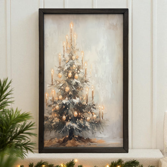 Vintage Candle Tree Box Frame Art - 18"x30"
