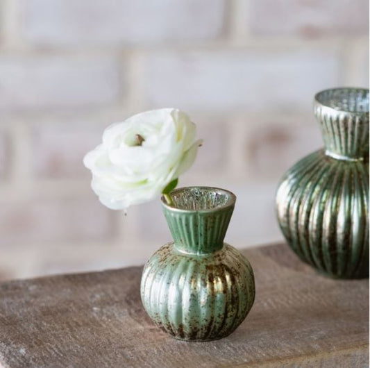 Verdigris Glass Vase - 3"