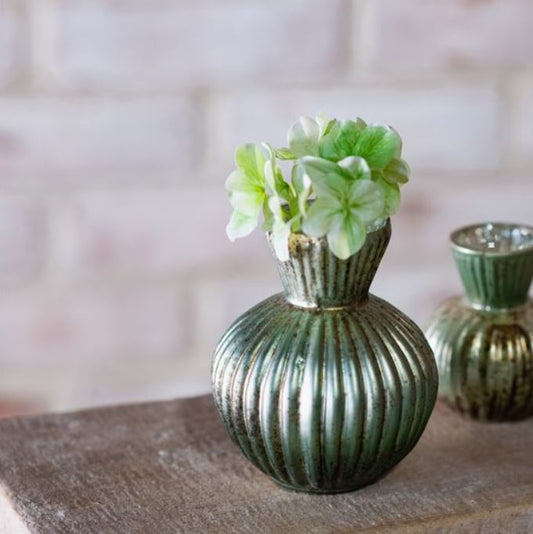 Verdigris Glass Vase - 4"