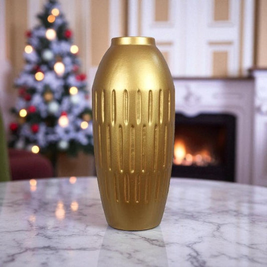 Ceramic Gold Vase - 10"