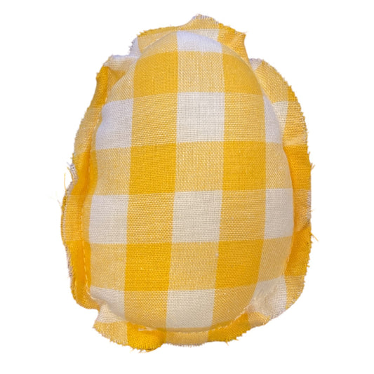 Yellow Plaid Easter Fabric Egg - 3.5"x4.5"