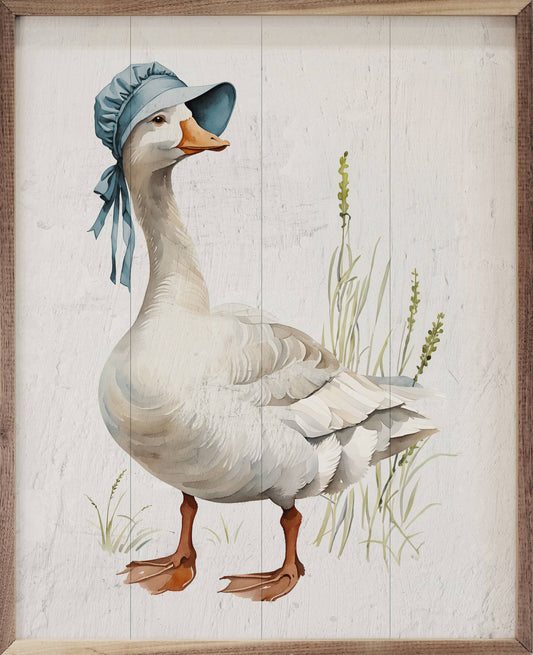 Blue Bonnet Goose White