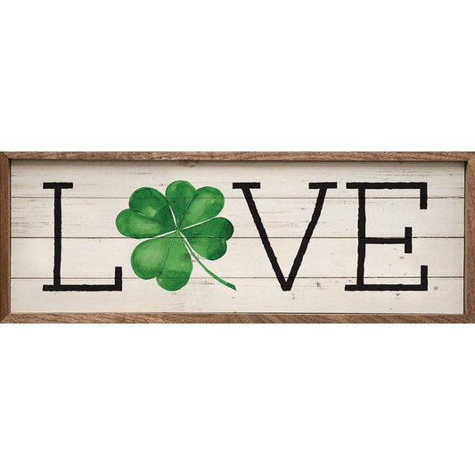 Love Clover Whitewash - 12"x4"x1.5"