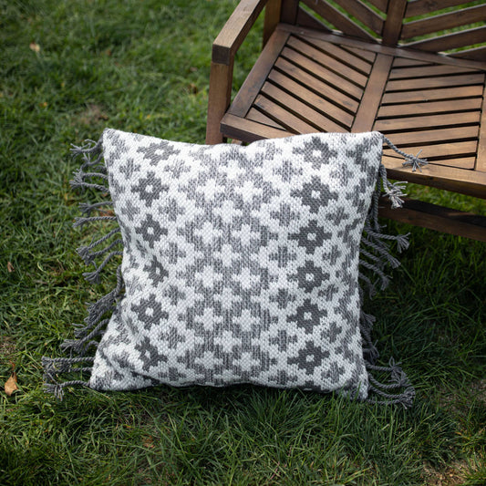 Hand Woven Ebe Pillow, Gray 24x24